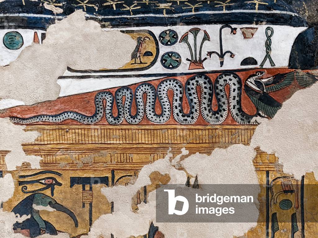 Gemälde einer geflügelten Kobra Grabmal Königin Nefertari (Wandgemälde)