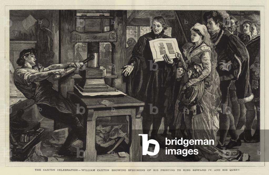 il Caxton Celebrazione, William Caxton mostrando Esemplari della sua stampa a re Edoardo IV e la sua Regina (i