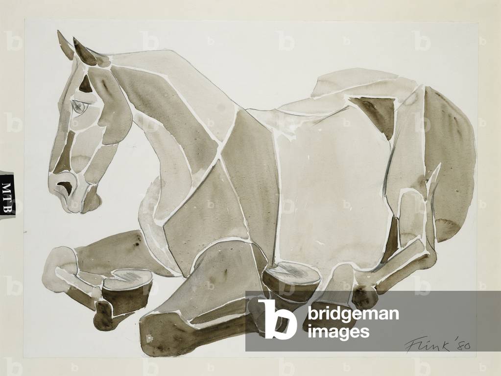 "liegend unten pferd", 1980 von Elisabeth Frink
