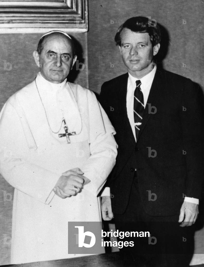 "Robert Kennedy con Papa Paolo VI. Roma", b/w