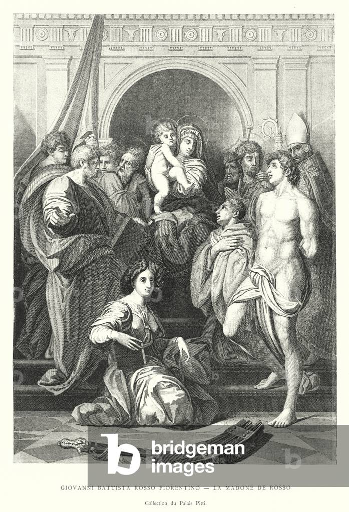 Giovanni Battista Rosso Fiorentino, La Madone de Rosso, Collection du Palais Pitti (engraving)