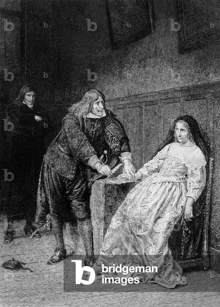Bild von Gravur "Die Königin und Don Salluste" von Etienne Lucien Melingue, b/w