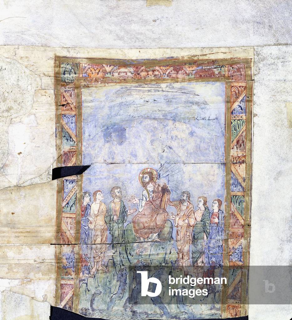 Das Wunder Christi beruhigt den Tempest und seine Ankunft im Land der Gergesen (Miniatur aus Manuskript)