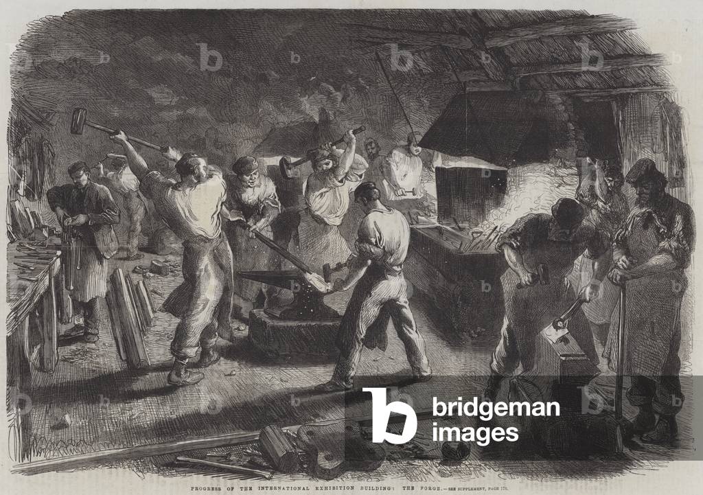"Fortschritt des internationalen Ausstellungsgebäudes" 1862 von English School