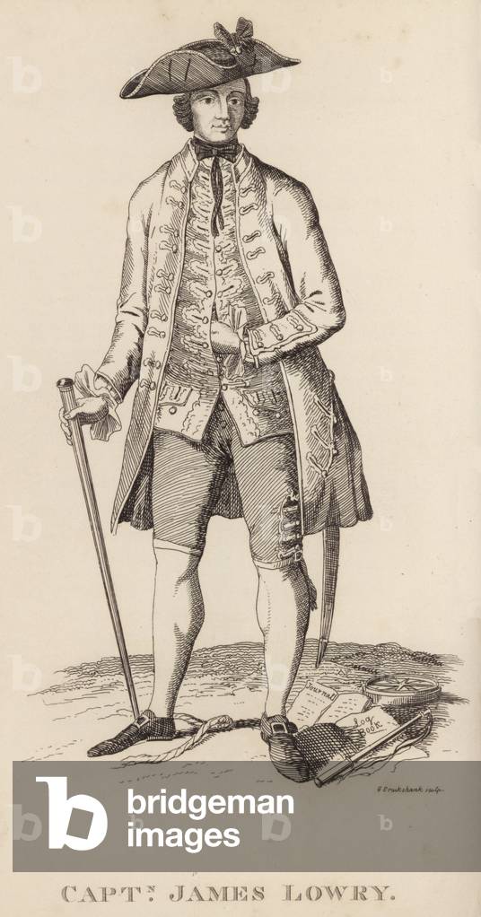Capitaine James Lowry (gravure) par English School, b/w