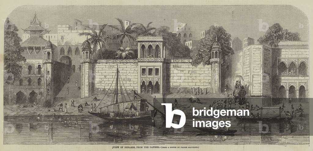 "Ansicht von Benares" von A. Soltykoff, b/w