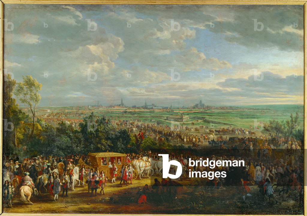 Image de Peinture représentant Entrée de Louis XIV et Marie-Thérèse d'Autriche à Arras ... (peinture sur toile
