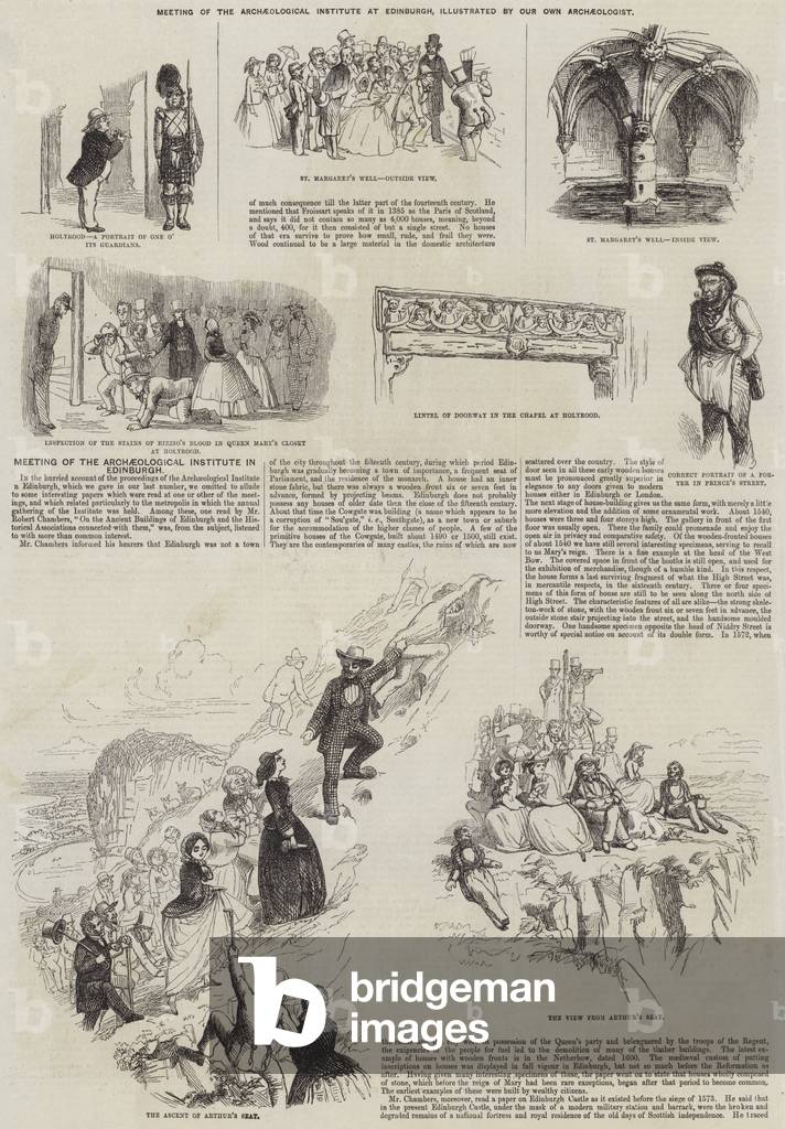"Incontro dell'Istituto Archeologico a Edimburgo (incisione)" di English School, b/w