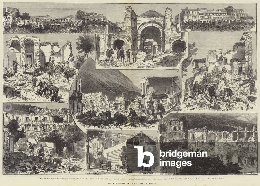 Il terremoto a Ischia, Golfo di Napoli (incisione)