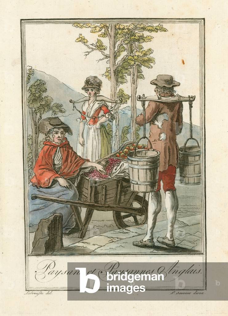 Image de Gravure représentant French Peasants (gravure colorée) par English School
