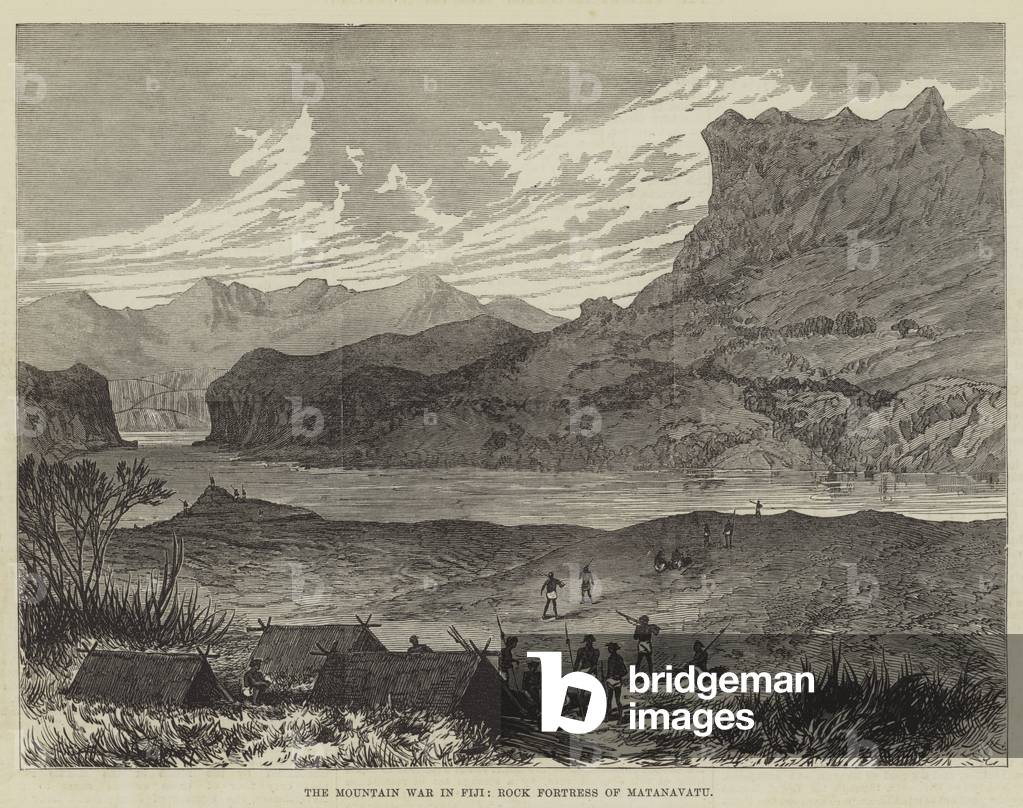"Der Bergkrieg in Fidschi" 1876 von English School, b/w