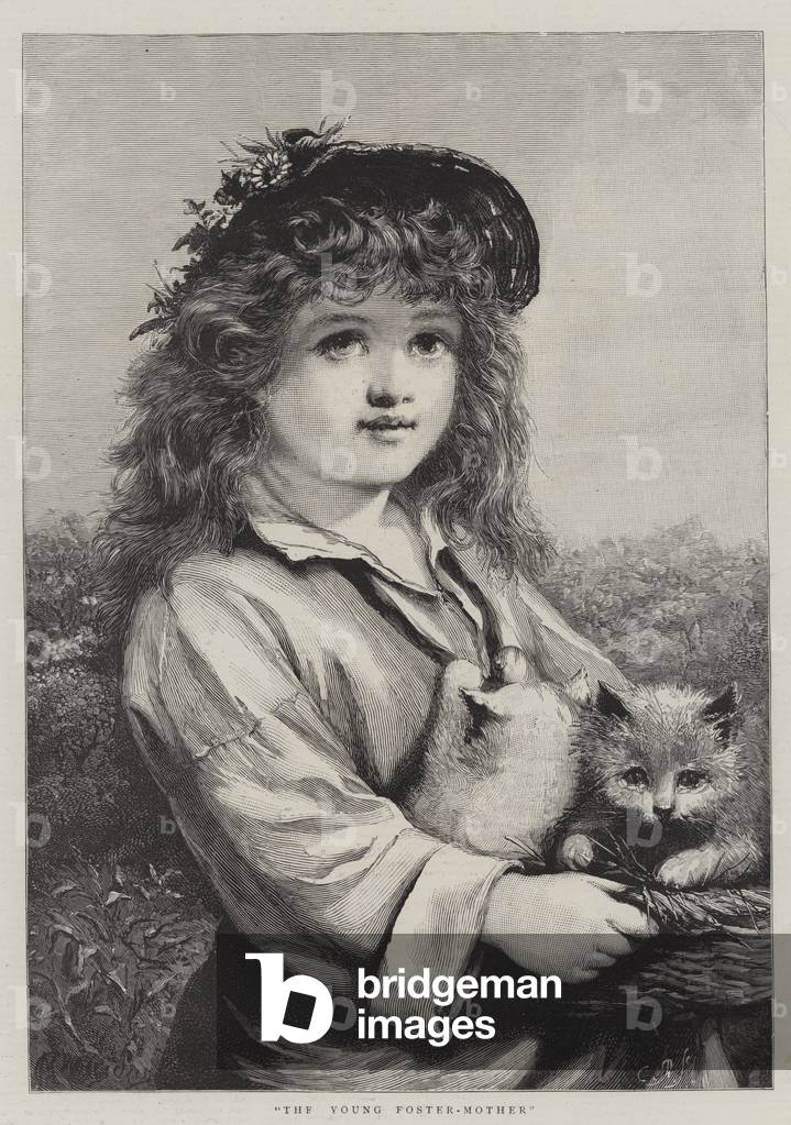 "Il giovane Foster-Madre (incisione)" di English School, b/w