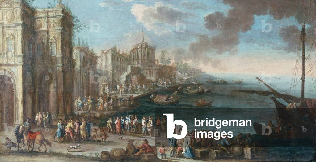 Capriccio oder ein Mittelmeer-Dock (Öl auf Leinwand)