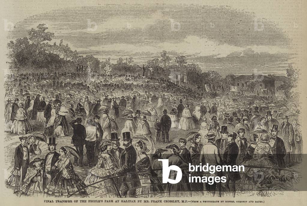 "Trasferimento finale del Parco del Popolo a Halifax dal sig. Frank Crossley" di English School, b/w