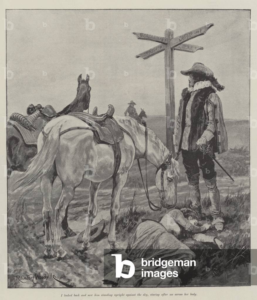 Immagine di Stampa "Sotto il rosso veste" 1894 di Richard Caton II Woodville, b/w