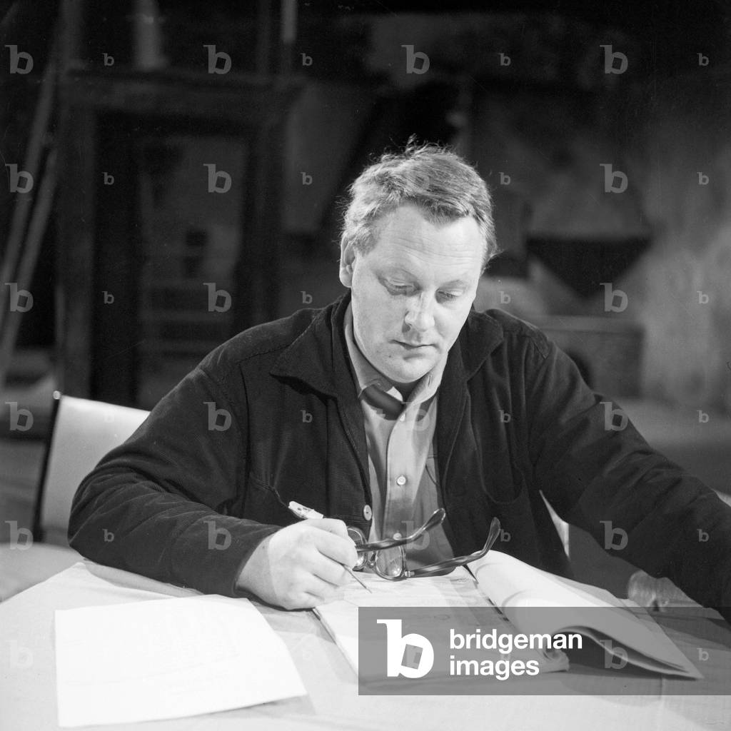 Image of German actor Helmut Gmelin at at TV production
