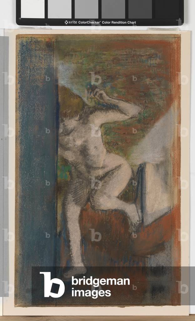 Donna che si riscalda (pastello su carta)