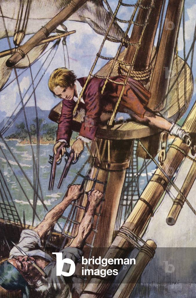 Bild von Druck "Illustration für Treasure Island von Robert Louis Stevenson (Farblitho)" 1901 von Salomon Van 