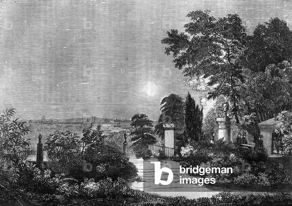 Cimetiere du Pere Lachaise, 1838 (Kupferstich)