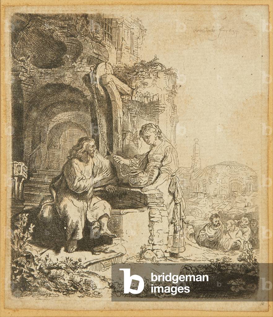 Cristo e la donna di Samaria, tra le rovine (incisione)