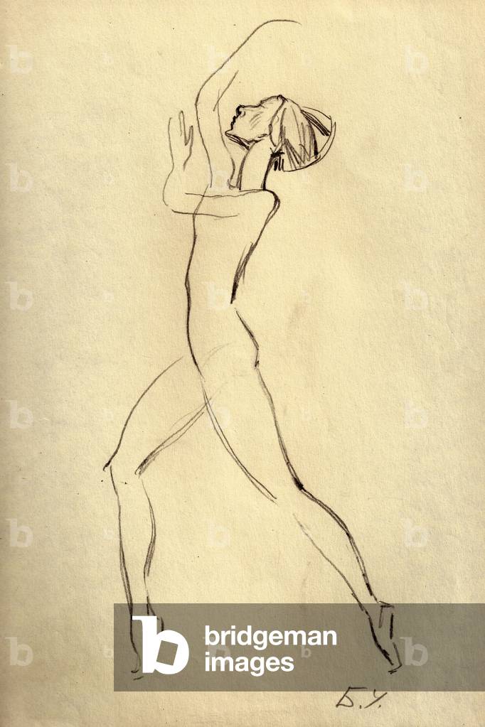 Nina Timofeeva as Mekhmene-Banu in Melikov's Legend of Love, 1965 (pencil on paper)