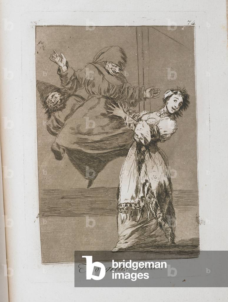 Bild von Gravur "Teller aus Los Caprichos", 1797-1798 von Francisco Jose de Goya y Lucientes, b/w