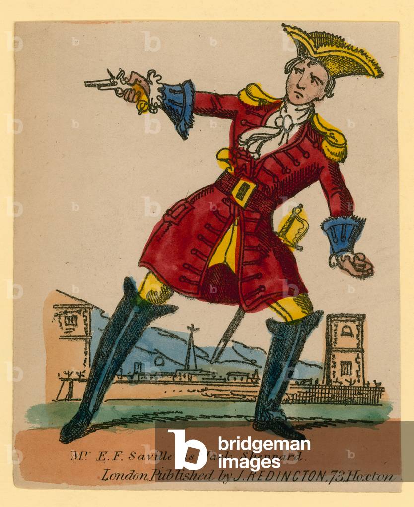 Bild von Gravur "Herr E F Saville als Jack Sheppard (farbige Gravur)" von English School