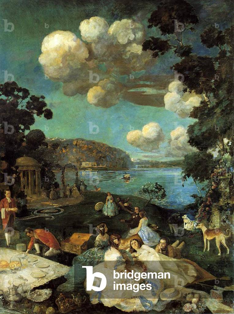 Image de Peinture représentant Un après-midi dans le pays (huile sur toile), 20th Siècle par Domingo Giaudrone
