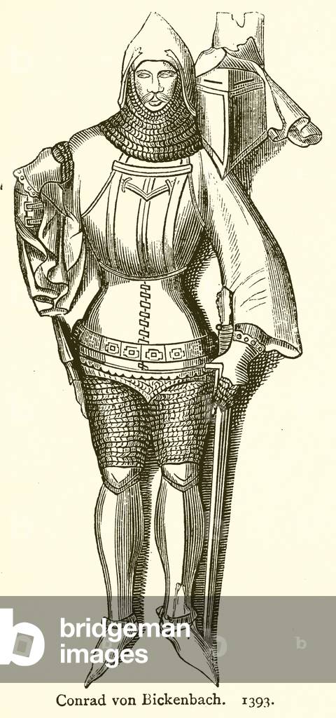 "Conrad von Bickenbach. 1393 (incisione)" di English School, b/w