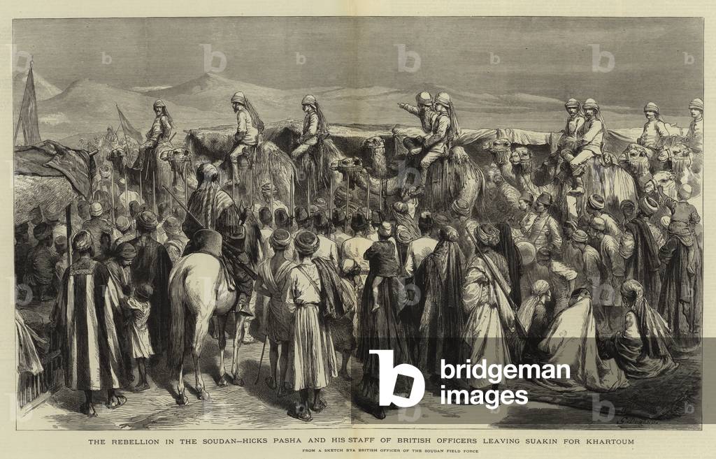 La Ribellione nel Soudan, Hicks Pasha e il suo Staff di ufficiali britannici lasciando Suakin per Khartoum (in