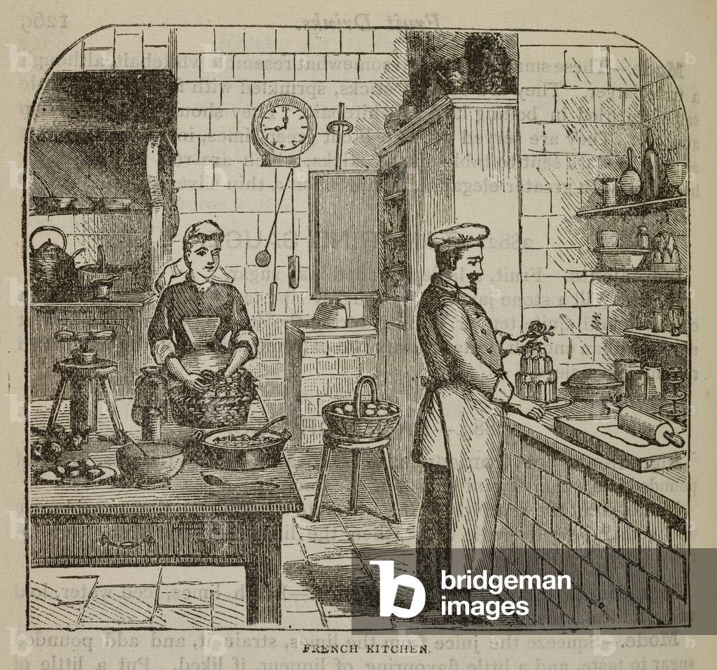 "Una cucina tradizionale francese", b/w