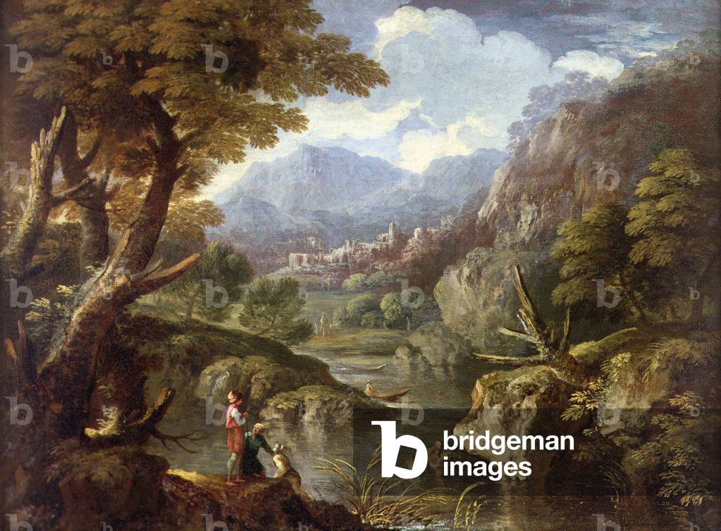 Immagine di Dipinto "Paesaggio boscoso montuoso (olio su tela)" 1601 di Pietro Montanini