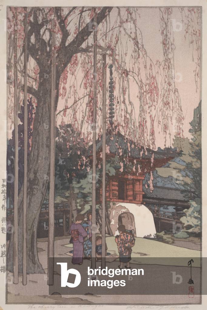Der Kirschbaum in Kawagoe, 1935 (polychromer Holzschnitt)