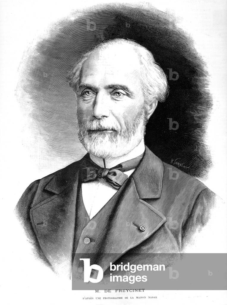 Charles de Freycinet (1828-1923) homme politique français physicien et ingénieur, gravure