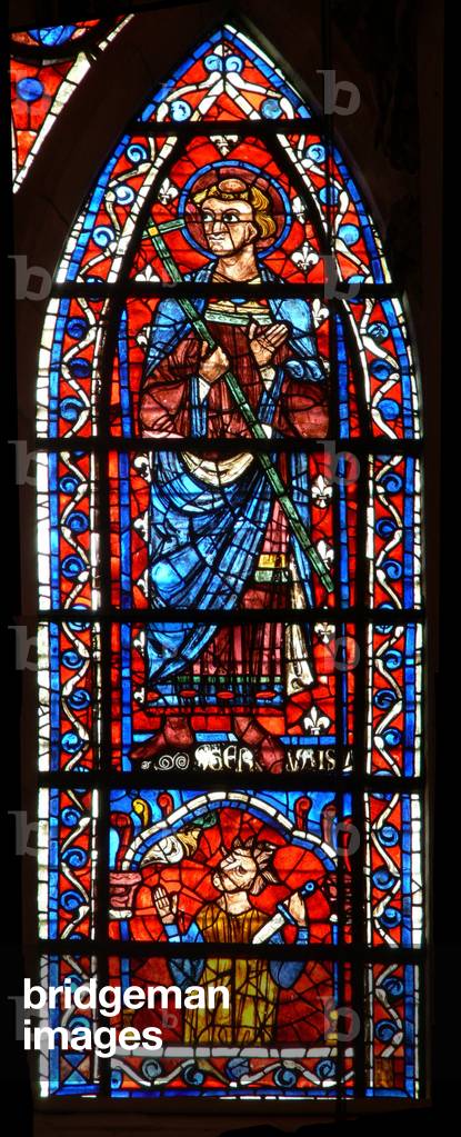 Window w100 depicting St Gervais - below a king kills himself (stained glass) c.1254 by French Artist