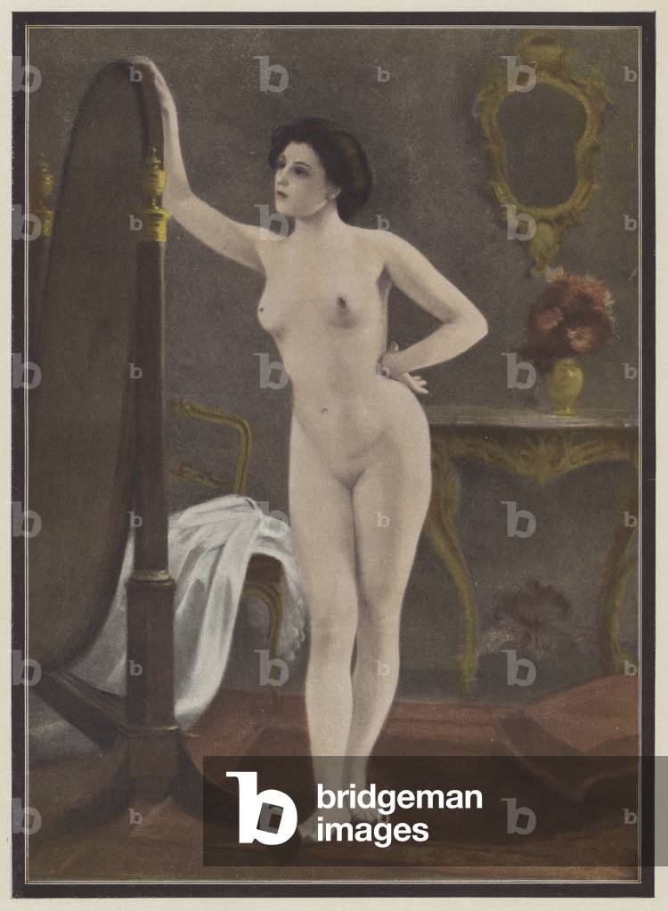 Frau vor dem Spiegel (Farbe Litho)