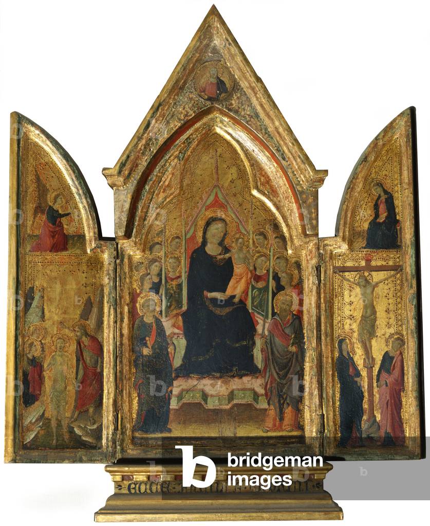 Triptych: Virgin Mary and Child with Saints, Angels and the Crucifixion