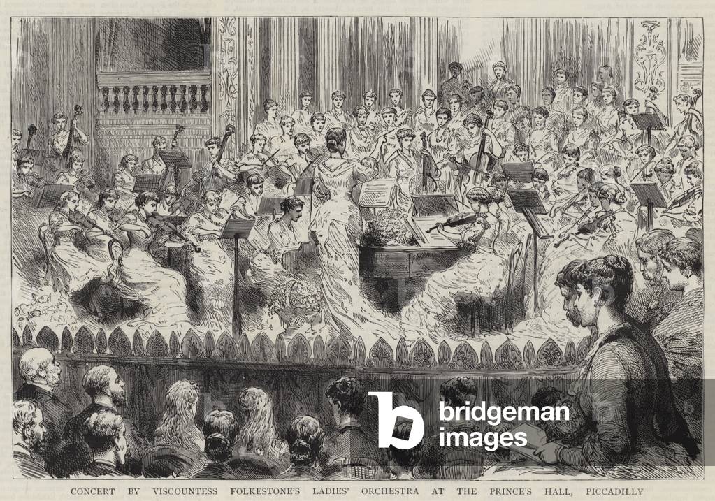 Concert by Viscountess Folkestone's Ladies' Orchestra at the Prince's Hall, Piccadilly (engraving)