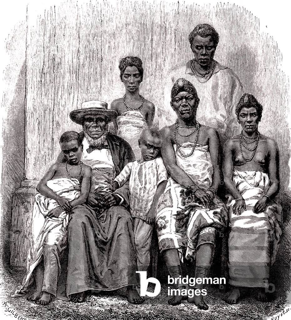 Der König Kringer von Gabun und seine Familie, 1865 (Stich)