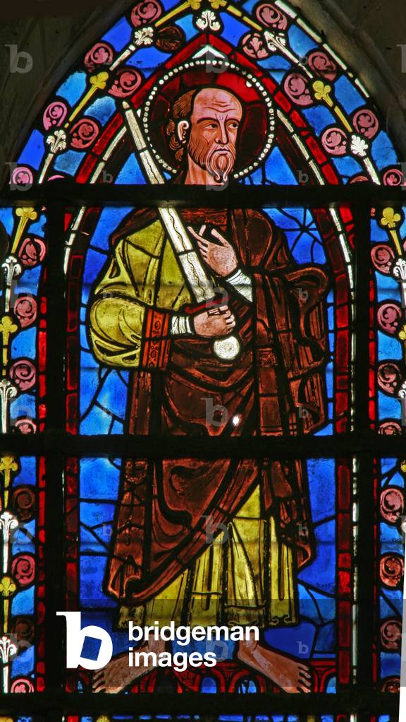Window w201 depicting St Paul (stained glass) 1230-37 by French Artist