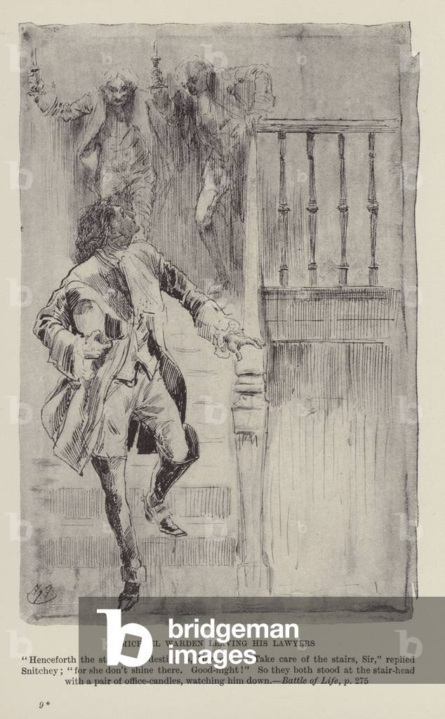 Immagine di Stampa "Libri di Natale di Charles Dickens: Battle of Life (litografia)" 1901 di Harry Furniss
