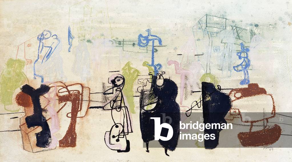 Drawing for Metal Sculpture, 1937 (watercolour, coloured chalk, brush and black ink on paper laid d)