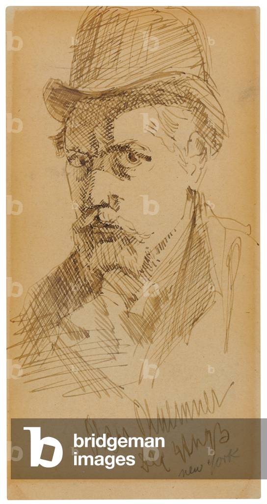 Immagine di Disegno "autoritratto" 1903 di Oscar Florianus Bluemner, b/w