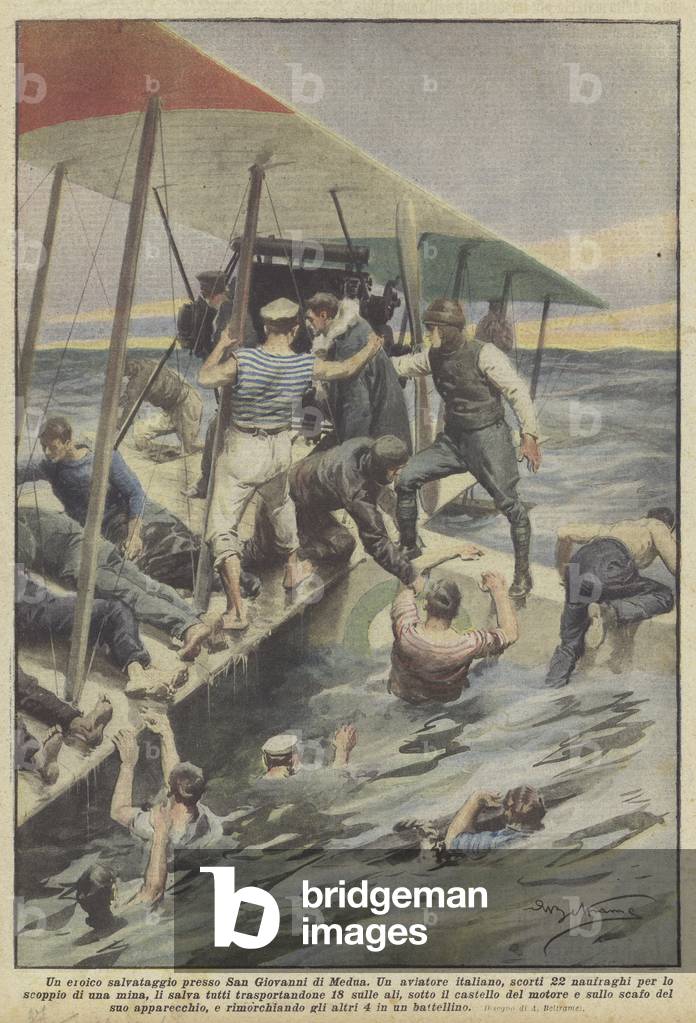 Un eroico salvataggio presso San Giovanni di Medua (colour litho)