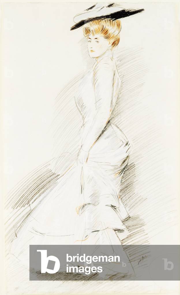 "Una signora elegante in un abito bianca" di Paul Cesar Helleu