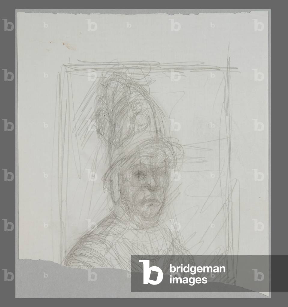 Dopo il dipinto di Rembrandt: 'L'uomo con un casco d'oro' (matita su carta)