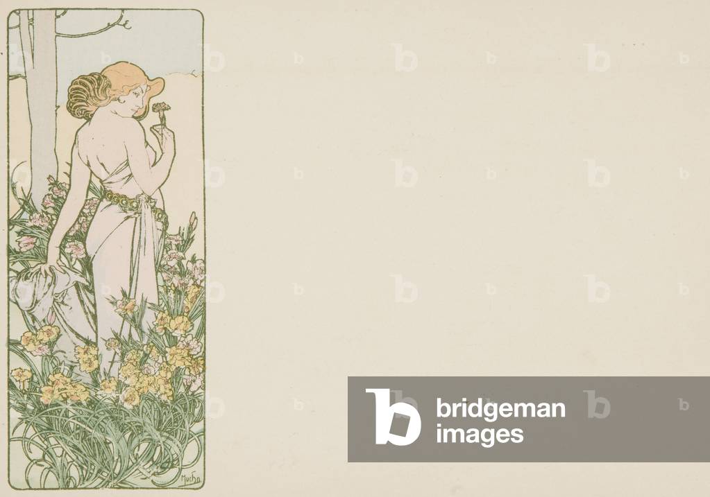 "L'Oeillet (colore lito)" di Alphonse Marie Mucha