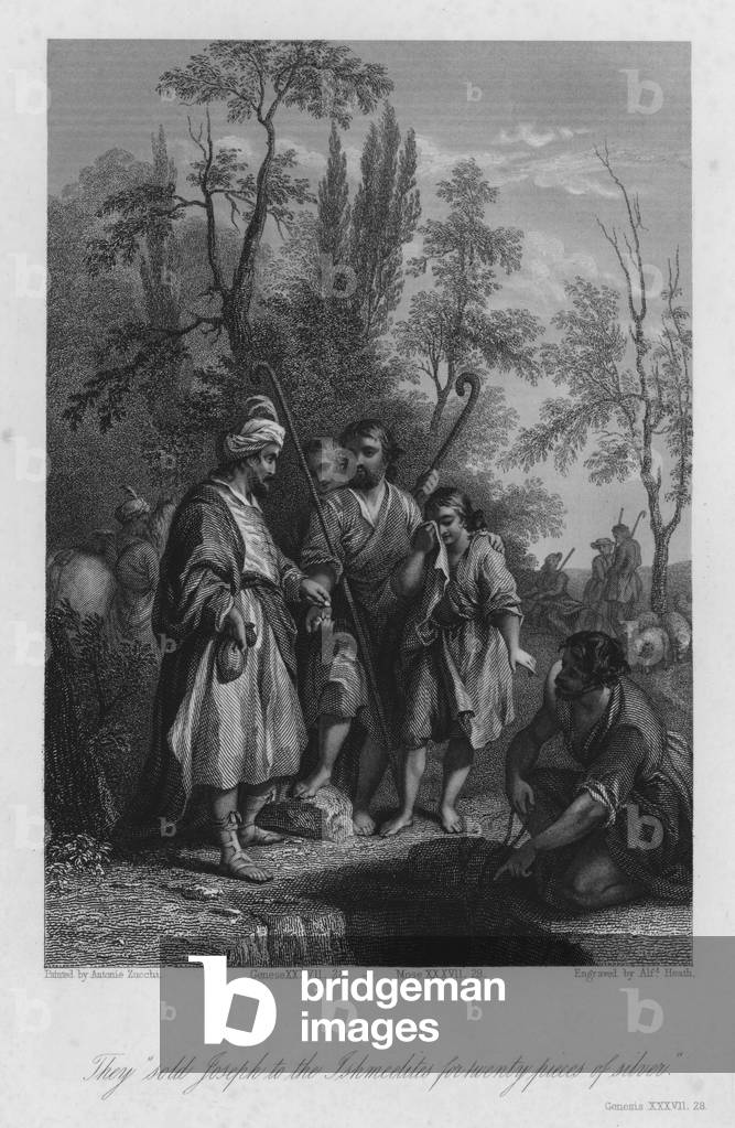Giuseppe venduto ai Mercanti Ismeelite, Genesi XXXVII, 28 (incisione)