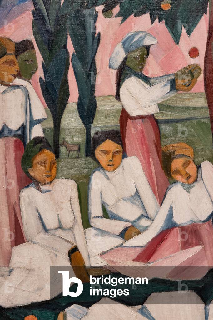 Bild von Gemälde "Äpfel pflücken" 1909 von Natalia Goncharova