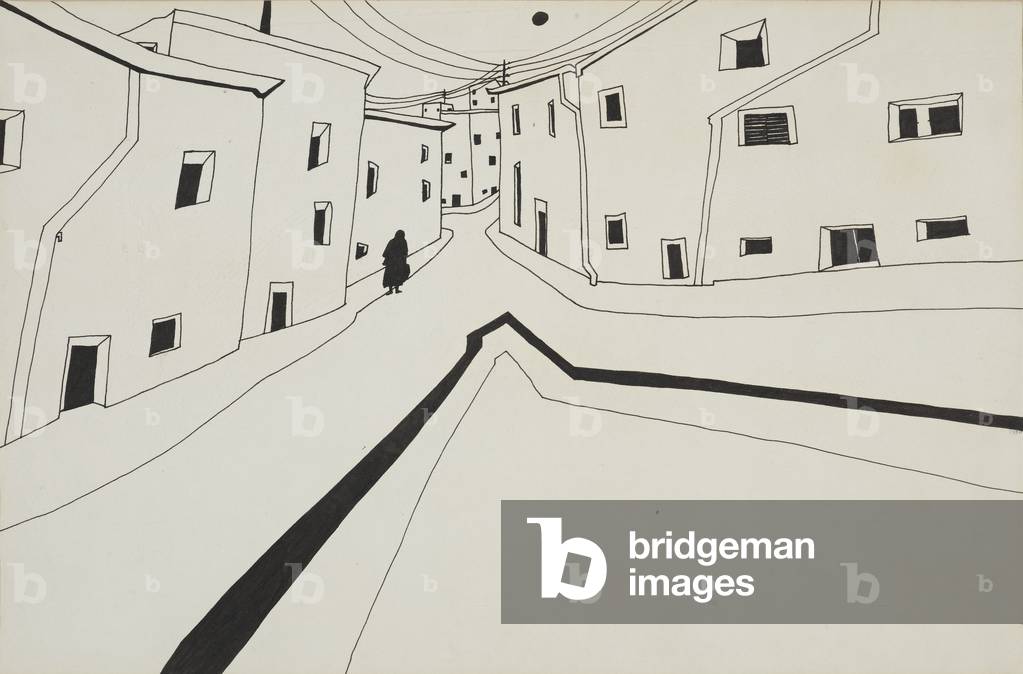Image de Dessin représentant Rue Villena 1968 par Bevis Sale, b/w